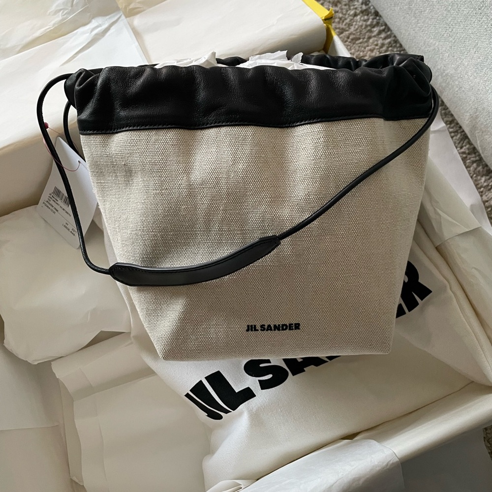 Jil Sander Leather-trimmed Canvas Bucket Bag